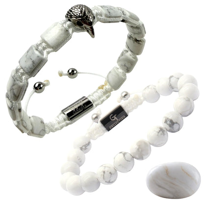 2 Piece Set - Howlite Bracelets for Men | The Arabian Falcon Stack