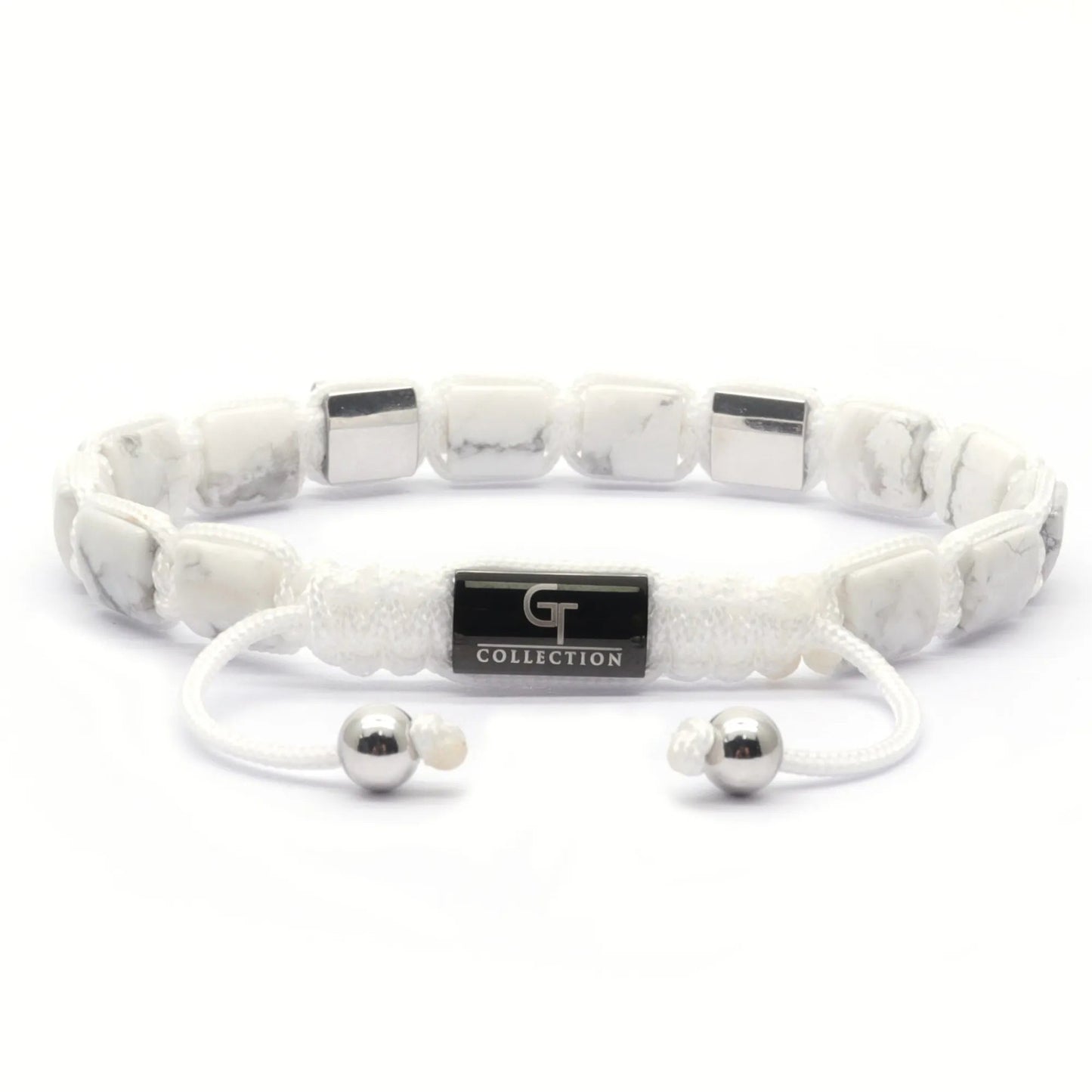 2 PIECE SET - HOWLITE Single Bead & Flatbead Bracelet GT collection
