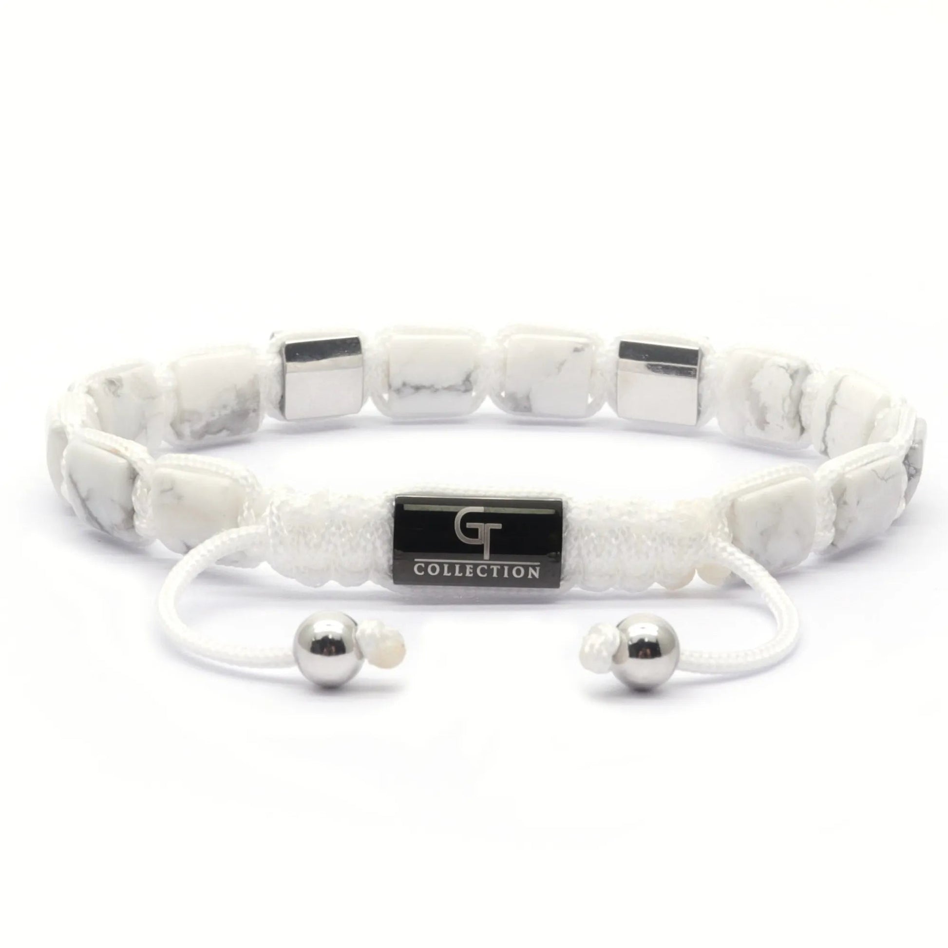 2 PIECE SET - HOWLITE Single Bead & Flatbead Bracelet GT collection