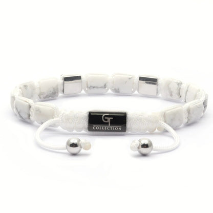 2 PIECE SET - HOWLITE Single Bead & Flatbead Bracelet GT collection