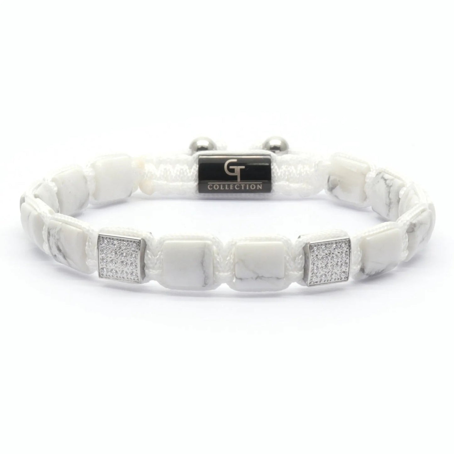 2 PIECE SET - HOWLITE Single Bead & Flatbead Bracelet GT collection