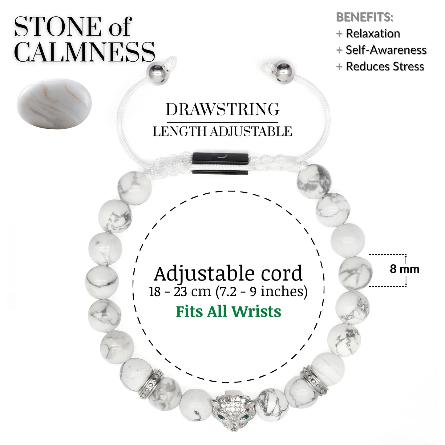 Harmony Set | Men's Howlite Leopard Bracelet Stack