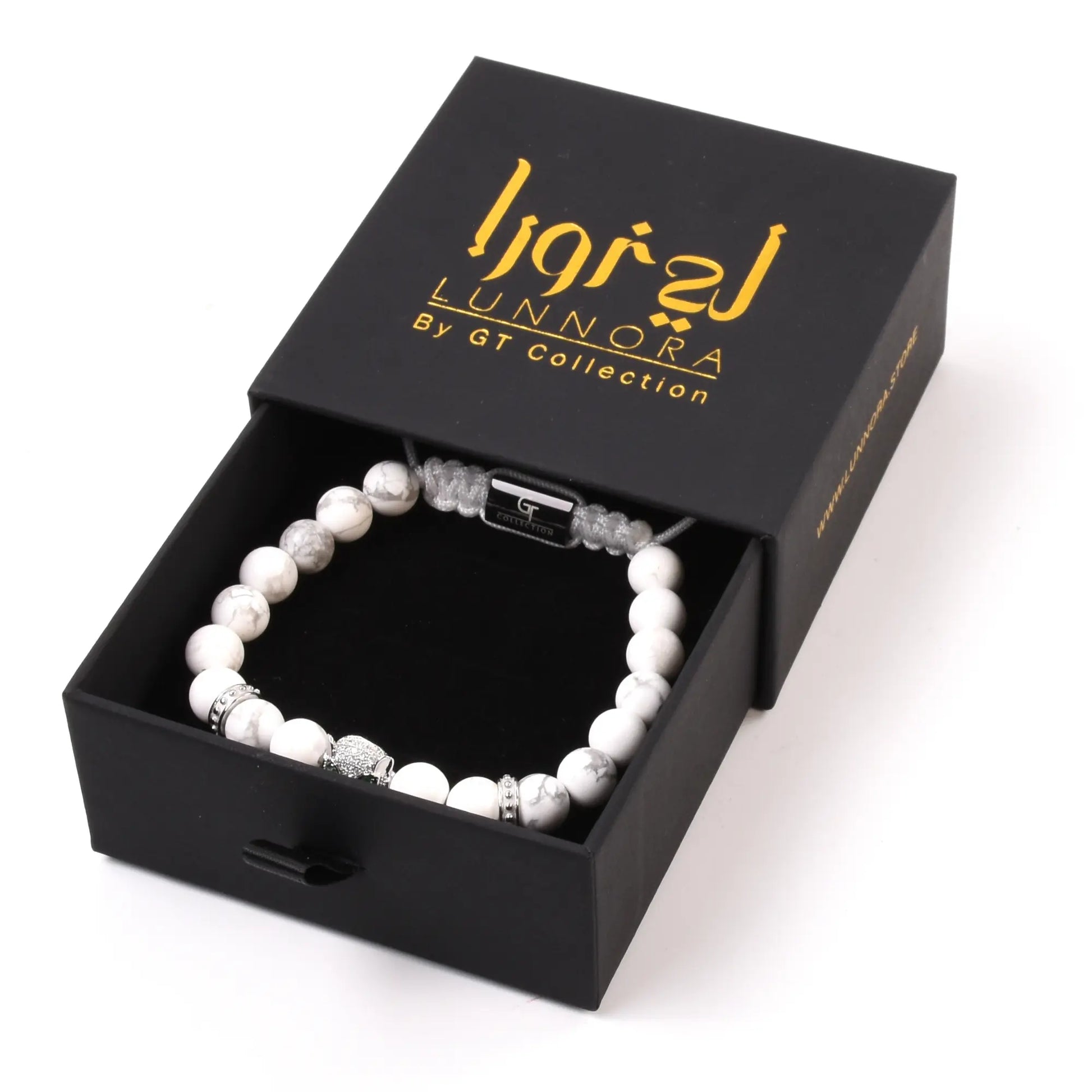 Men's WHITE HOWLITE Bracelet With ARABIAN LEOPARD Lunnora