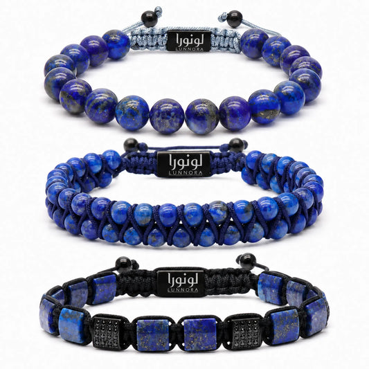 3 PIECE SET - LAPIS LAZULI Bracelets - The Wisdom Set