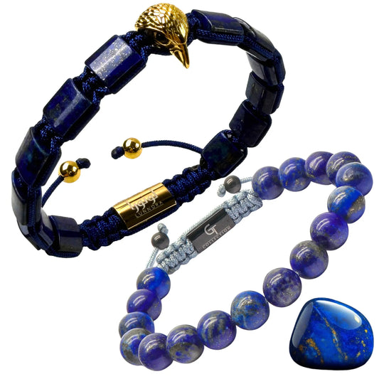 2 Piece Set - Lapis Lazuli Bracelets for Men | The Arabian Falcon Stack
