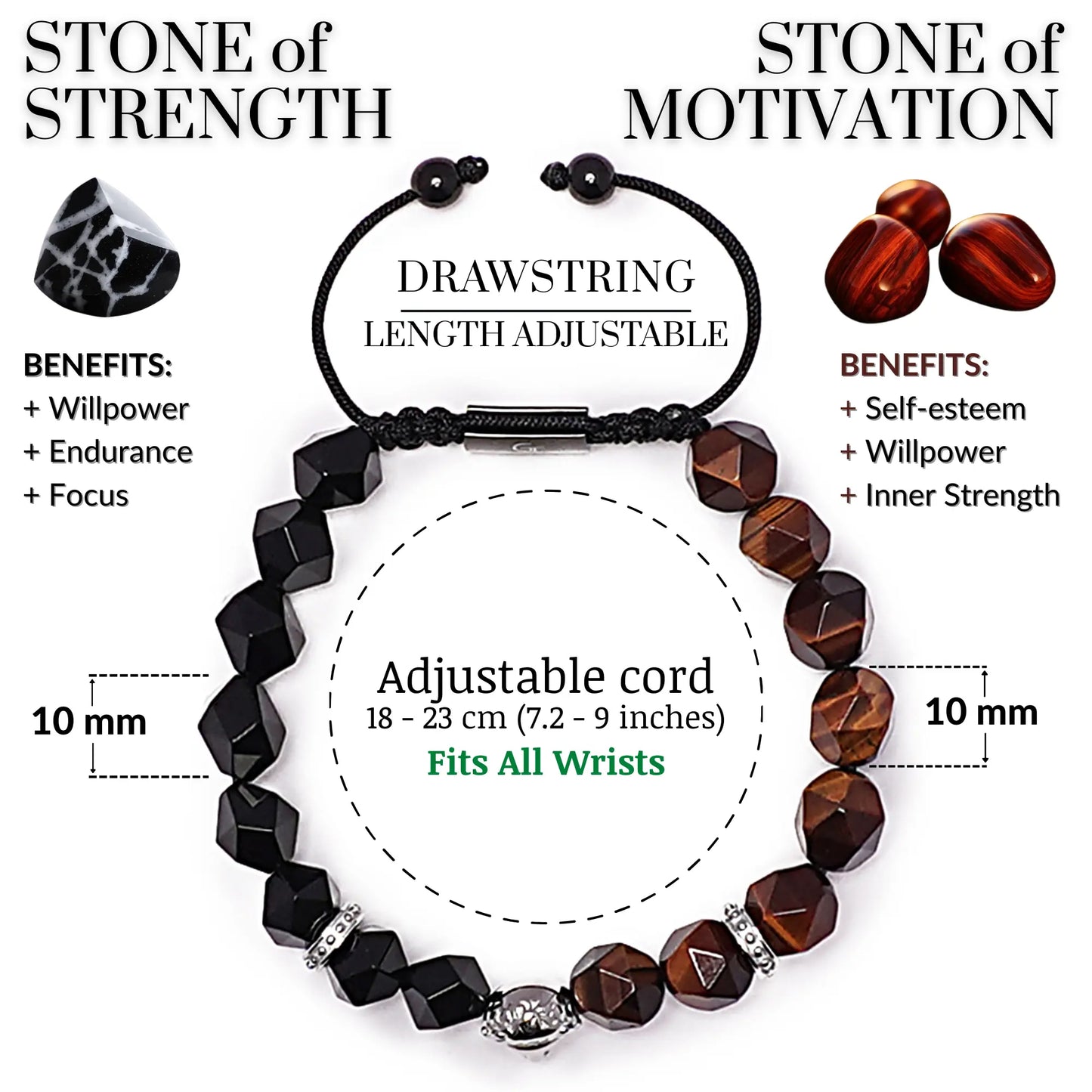 2 Piece Momentum Set | Men's Red Tiger Eye Lion Bracelet Stack