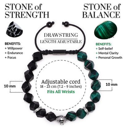 2 Piece Leadership Set | Men's Green Tiger Eye Lion Bracelet Stack