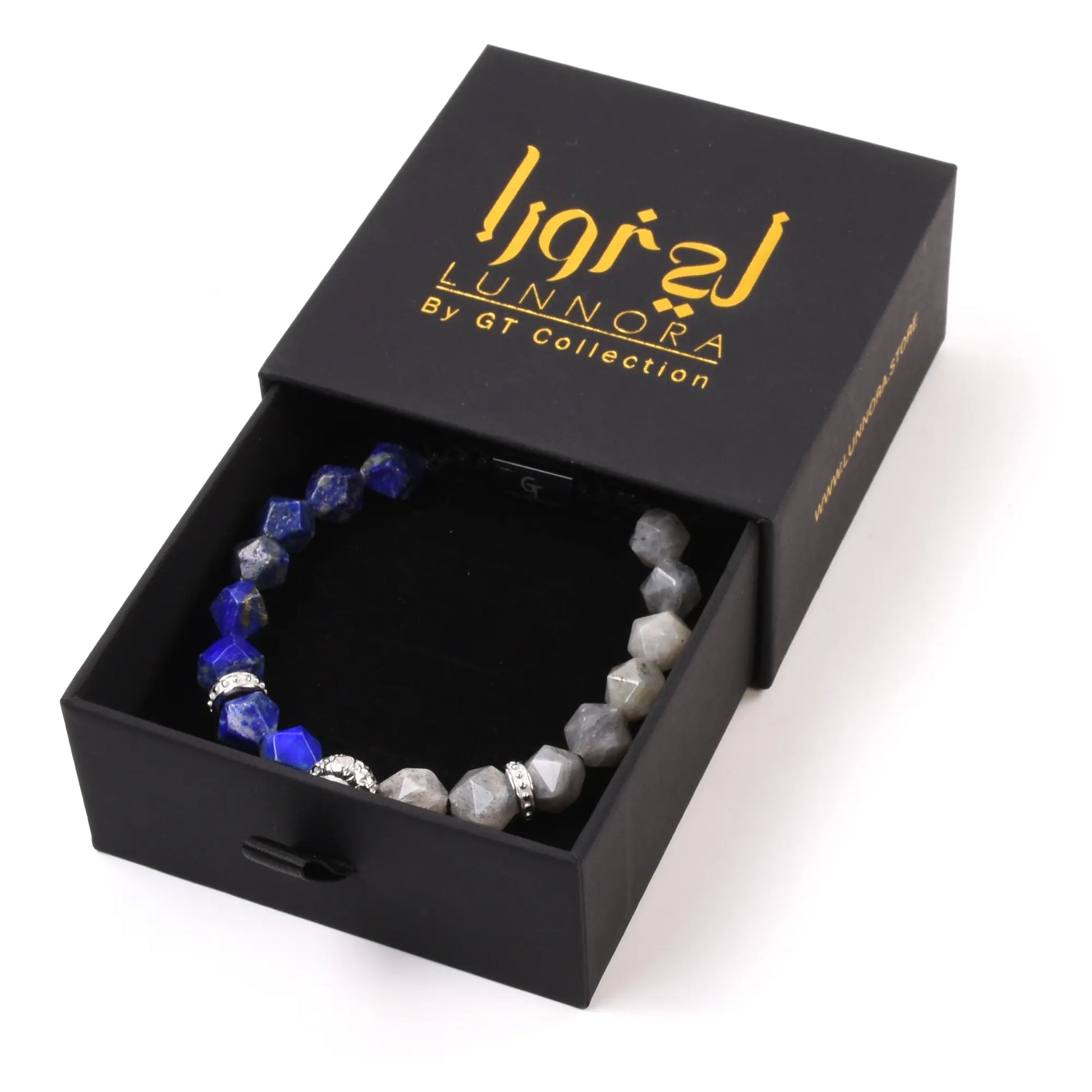 Men's LAPIS, LABRADORITE Bracelet with Silver LION Head Lunnora