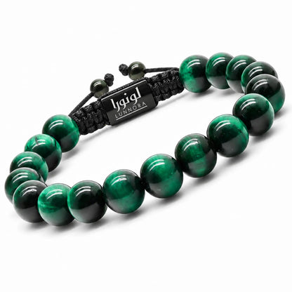 Men's GREEN TIGER EYE Beaded Bracelet