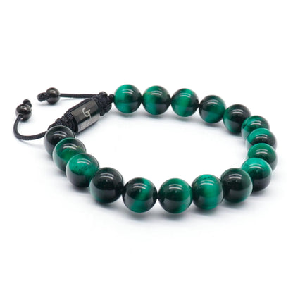 2 Piece Leadership Set | Men's Green Tiger Eye Lion Bracelet Stack