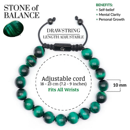 2 Piece Leadership Set | Men's Green Tiger Eye Lion Bracelet Stack