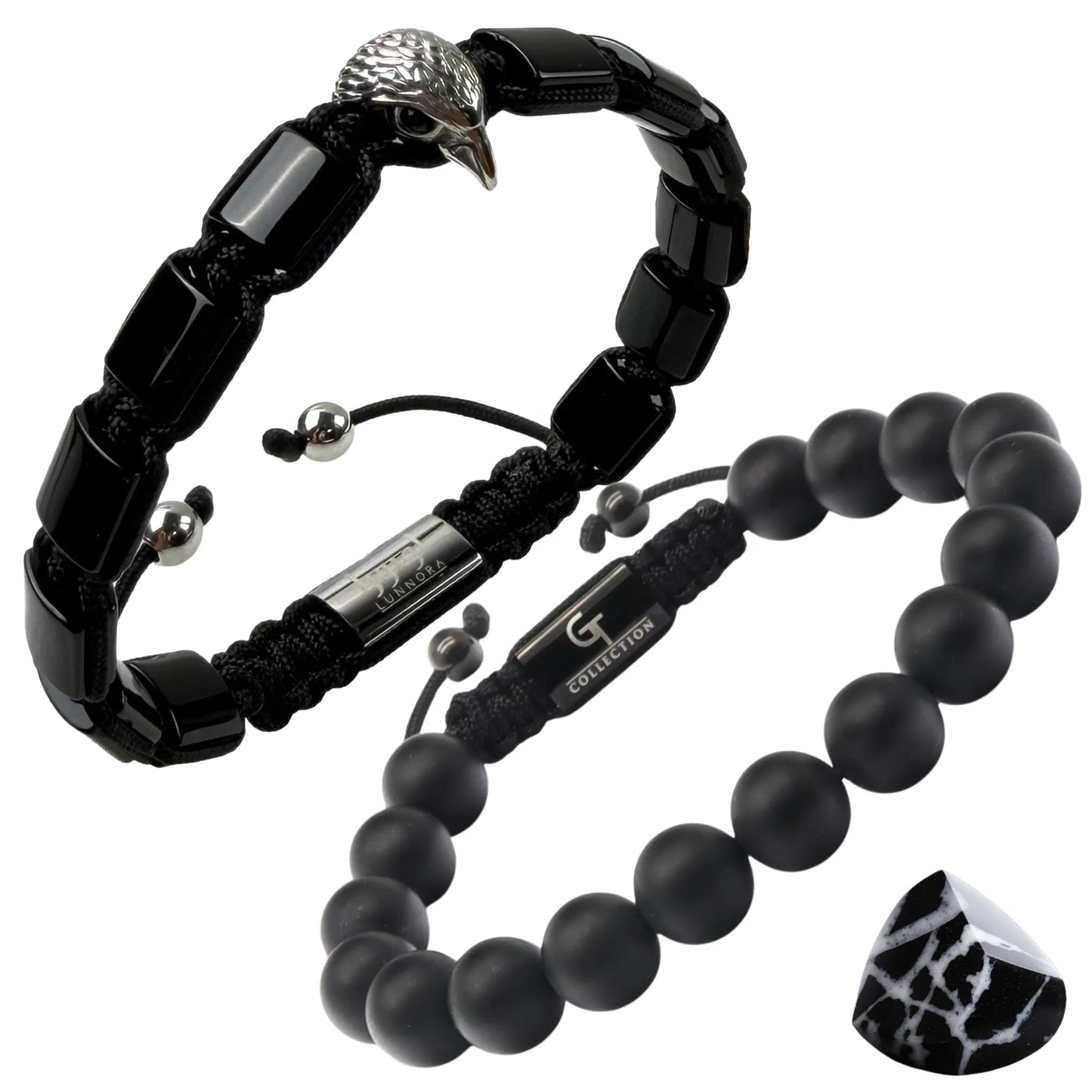 2 Piece Set - Black Onyx Bracelets for Men | The Arabian Falcon Stack