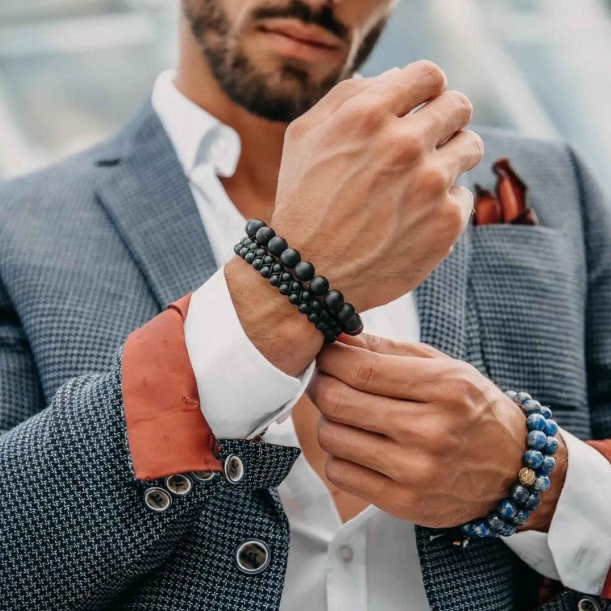 3 PIECE SET - BLACK ONYX Bracelets - The Strength Set GT collection