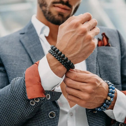 3 PIECE SET - BLACK ONYX Bracelets - The Strength Set GT collection