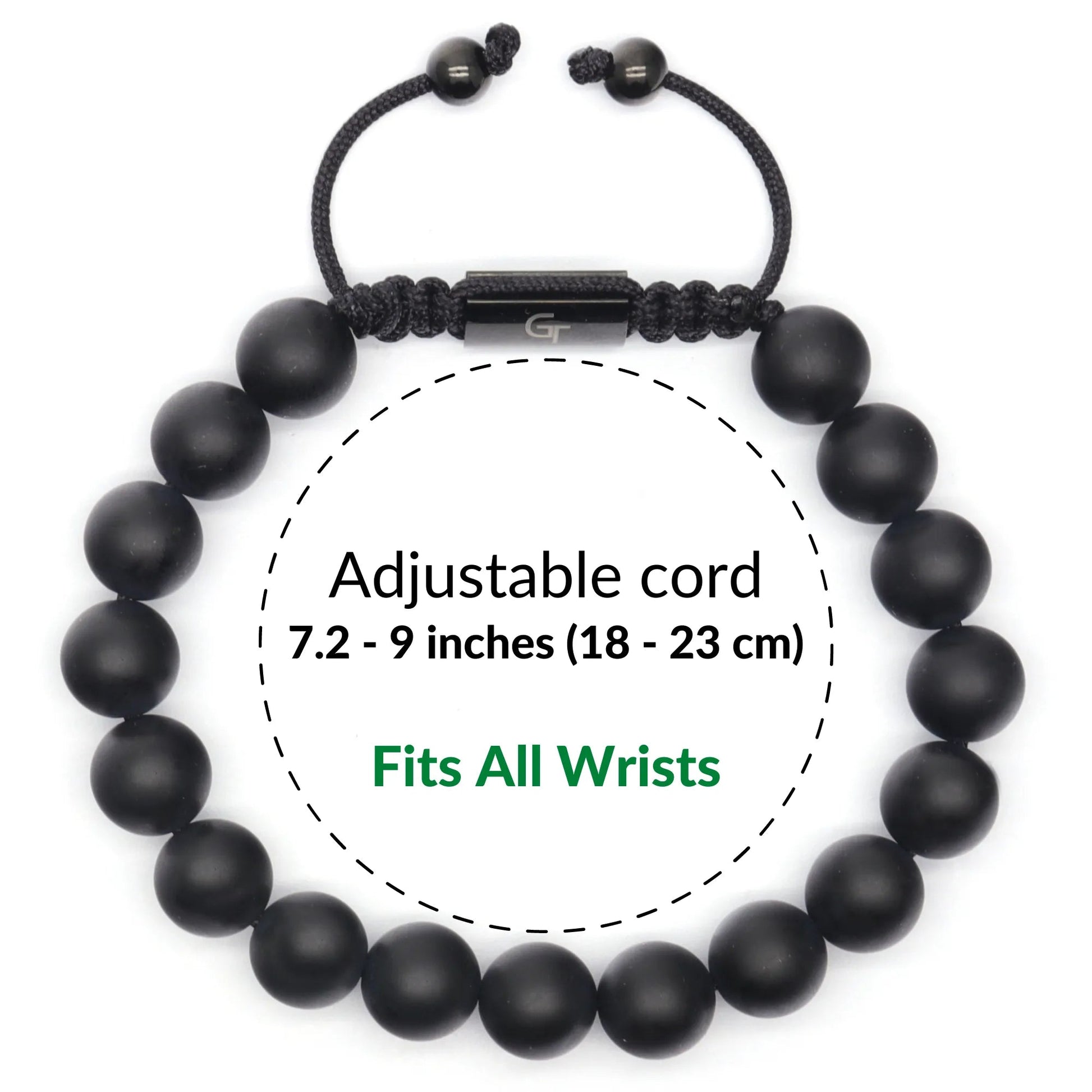 2 PIECE SET - BLACK ONYX Single Bead Bracelet And Flatbead Bracelet GT collection