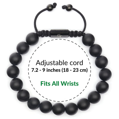 2 PIECE SET - BLACK ONYX Single Bead Bracelet And Flatbead Bracelet GT collection