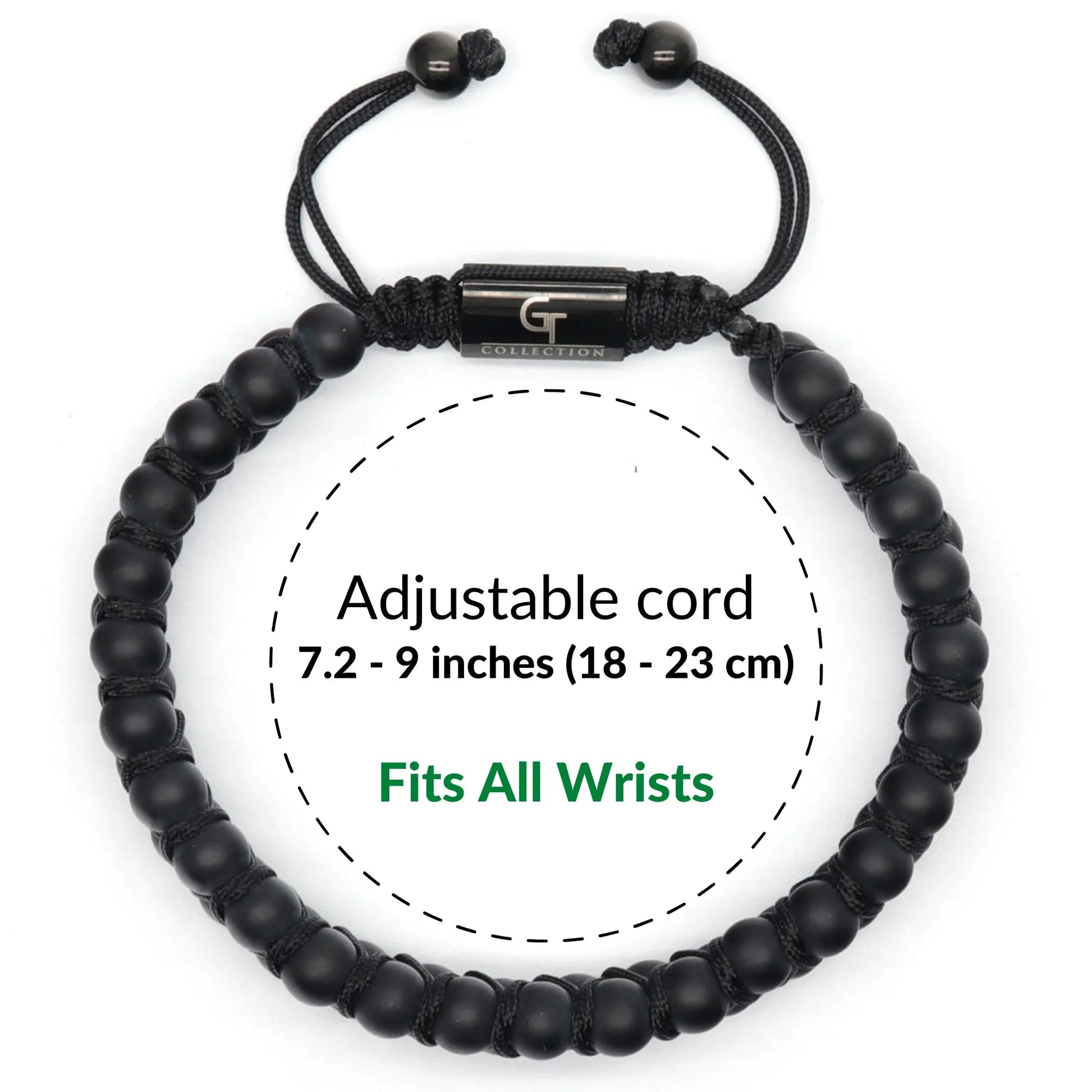 2 PIECE SET - BLACK ONYX Double Bead Bracelet And Flatbead Bracelet GT collection