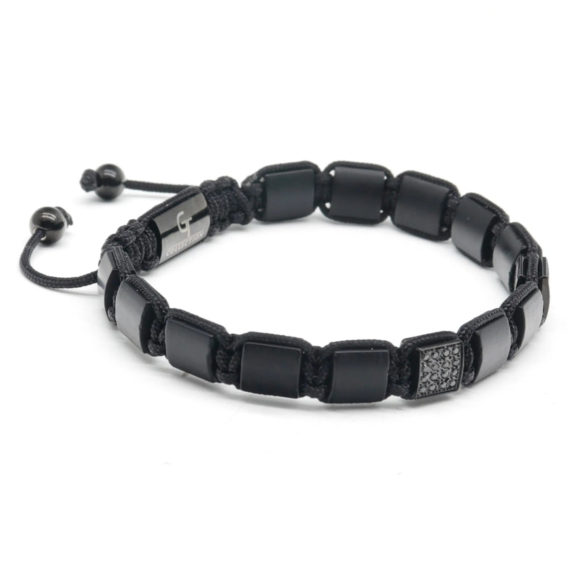 2 PIECE SET - BLACK ONYX Double Bead Bracelet And Flatbead Bracelet GT collection