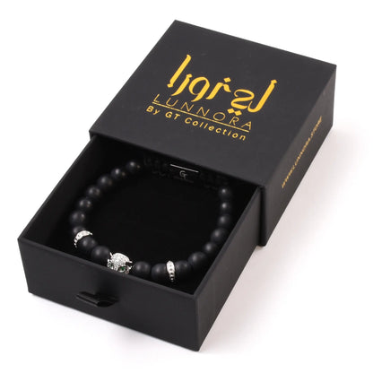 Men's BLACK ONYX Bracelet With ARABIAN LEOPARD Lunnora