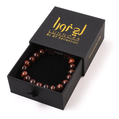 Men's RED TIGER EYE Beaded Bracelet Lunnora