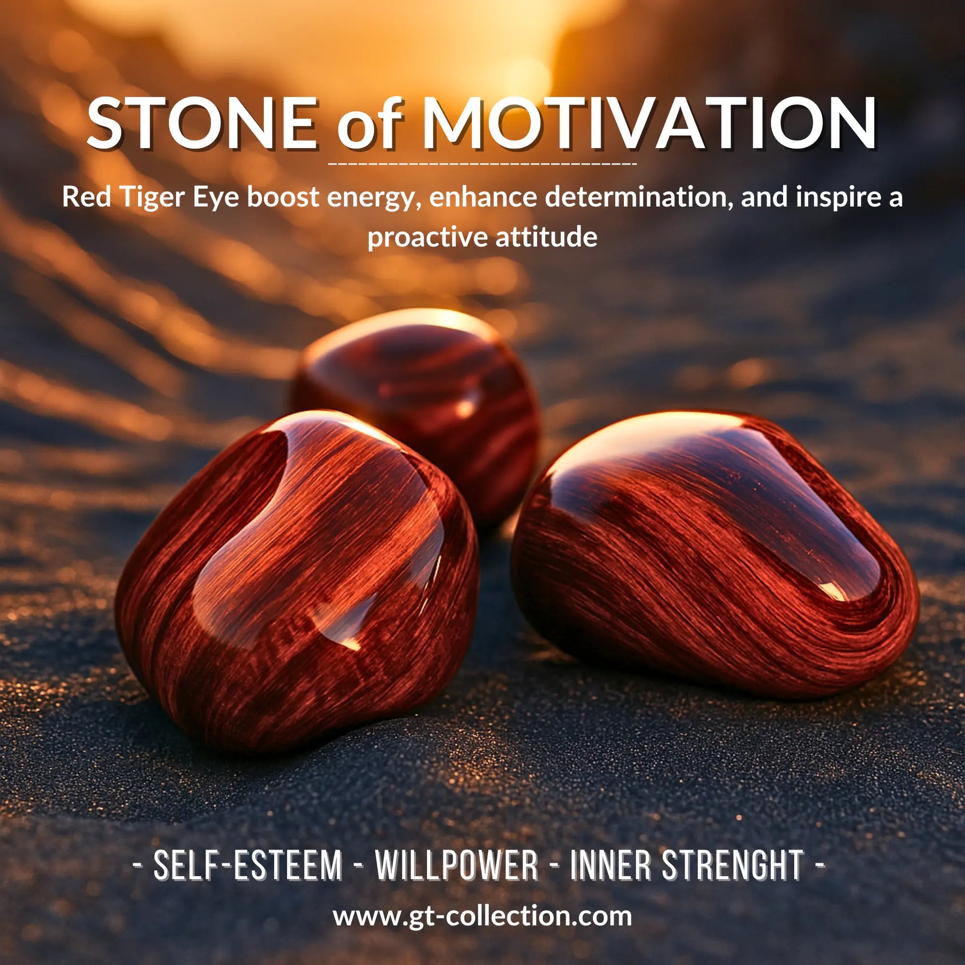 3 PIECE SET - RED TIGER EYE Bracelets - The Motivation Set GT collection