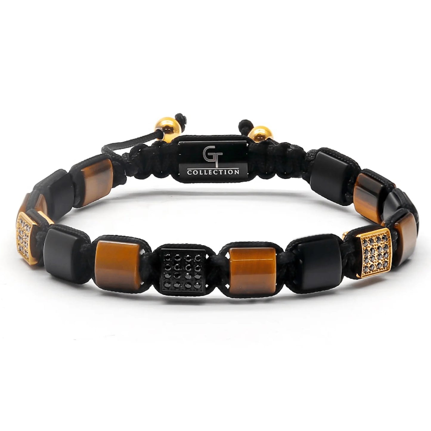 Men's TIGER EYE, BLACK ONYX Flat bead Bracelet – product image (Default Title, Bracelet) by Lunnora