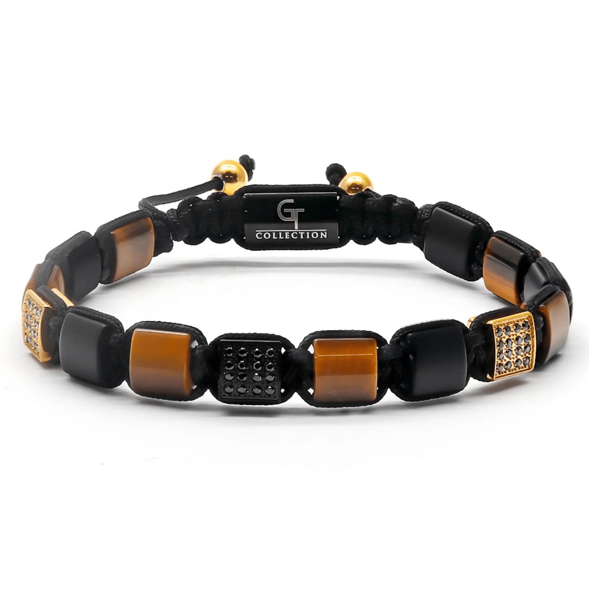 Men's TIGER EYE, BLACK ONYX Flat bead Bracelet – product image (Default Title, Bracelet) by Lunnora