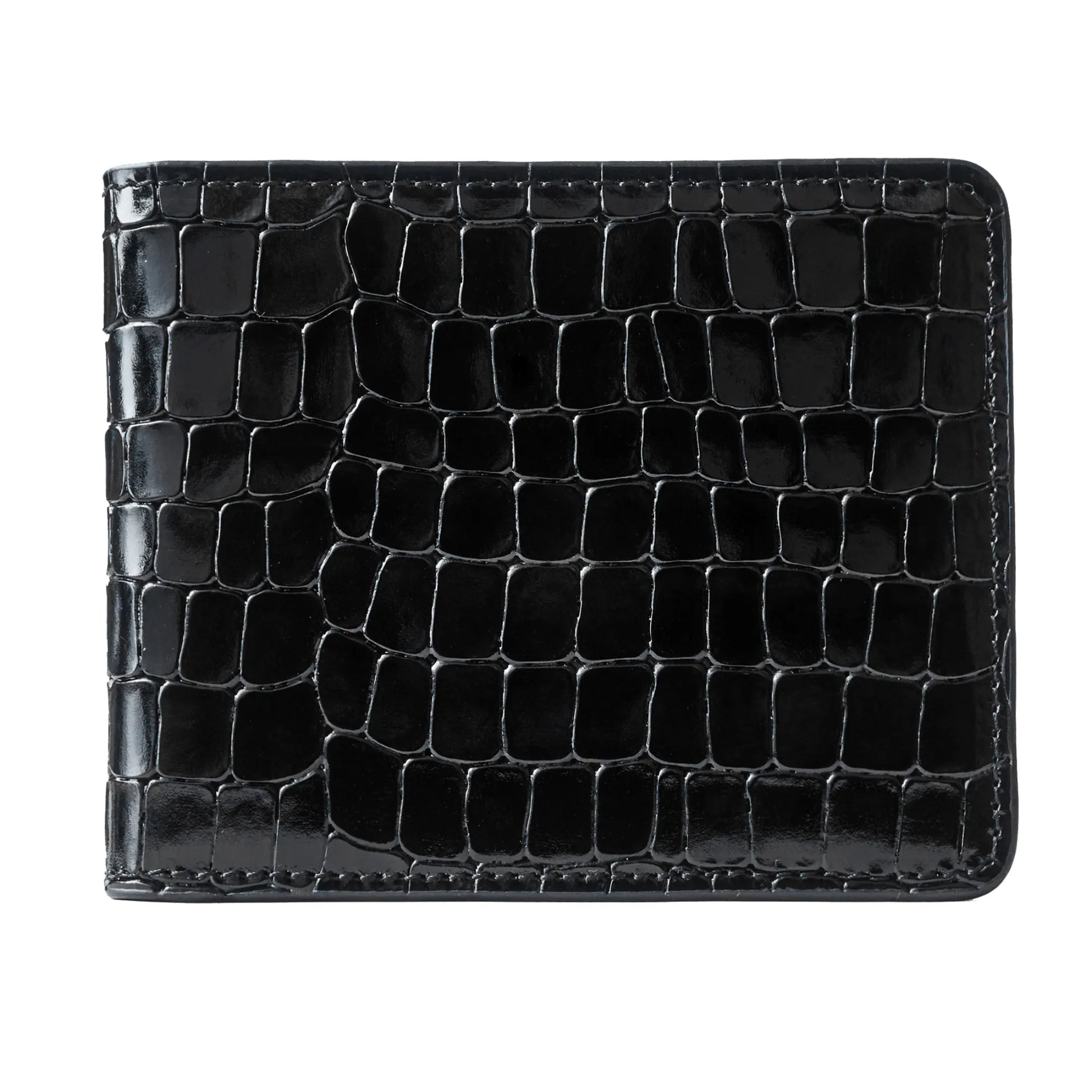 Men's Croc-Print Wallet - Black Genuine Leather – product image (Default Title, Wallet) by Lunnora