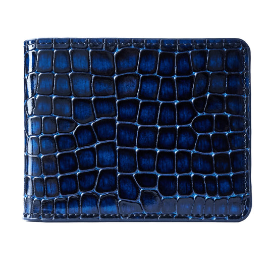 Men's Croc-Print Wallet - Blue Genuine Leather – product image (Default Title, Wallet) by Lunnora