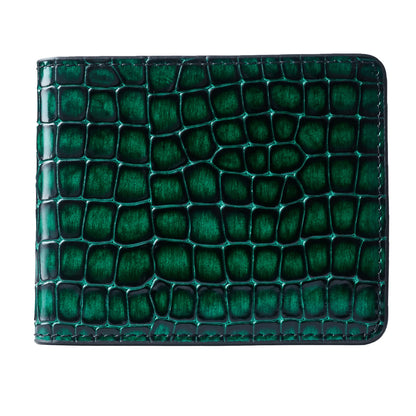 Men's Croc-Print Wallet - Green Genuine Leather – product image (Default Title, Wallet) by Lunnora