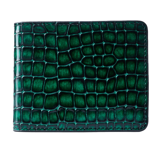 Men's Croc-Print Wallet - Green Genuine Leather – product image (Default Title, Wallet) by Lunnora