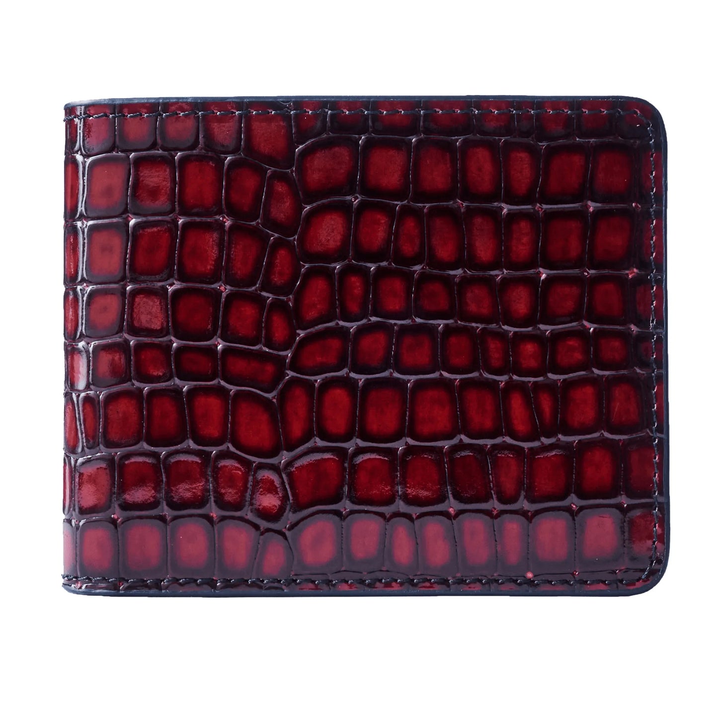 Men's Croc-Print Wallet - Red Genuine Leather – product image (Default Title, Wallet) by Lunnora