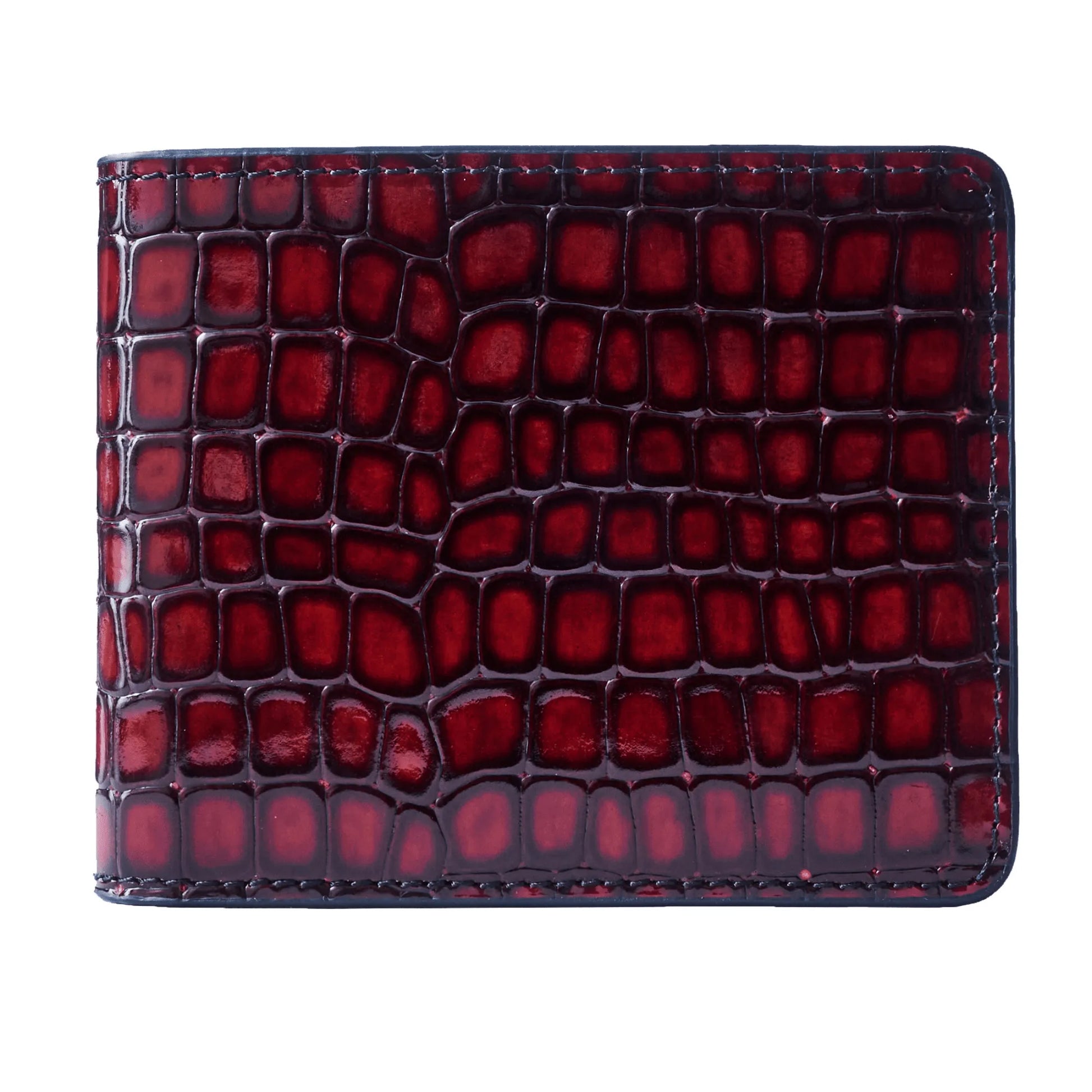 Men's Croc-Print Wallet - Red Genuine Leather – product image (Default Title, Wallet) by Lunnora
