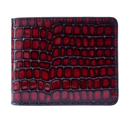 Men's Croc-Print Wallet - Red Genuine Leather – product image (Default Title, Wallet) by Lunnora