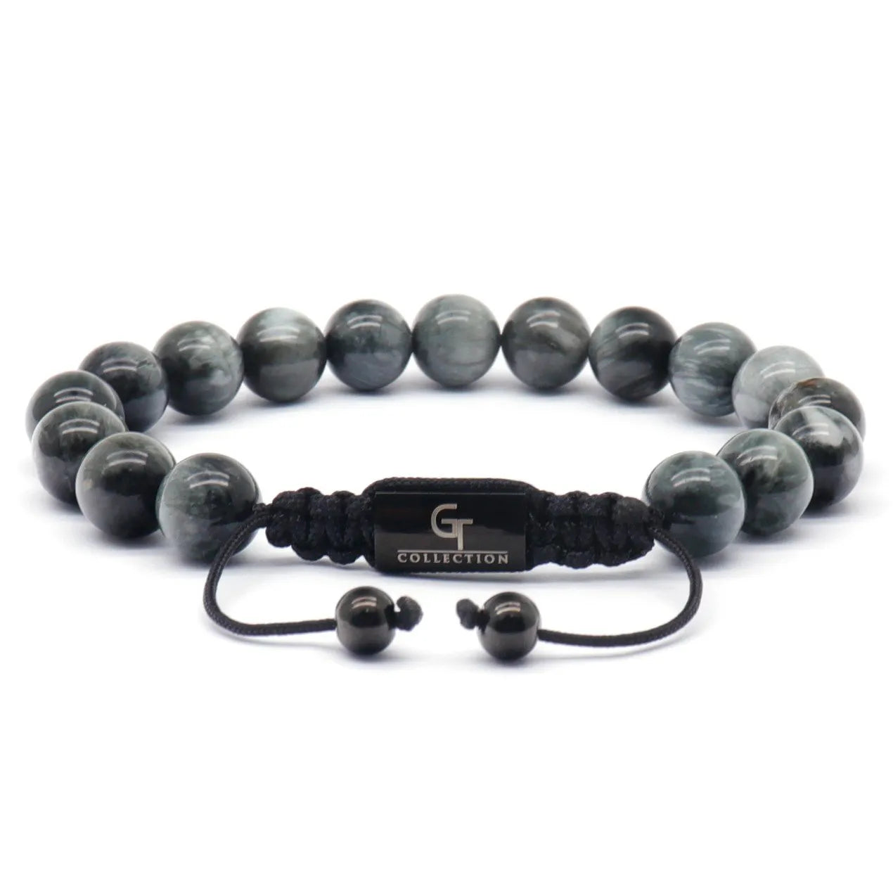 Bracelet - Men's EAGLE EYE Beaded Bracelet - Grey Gemstones