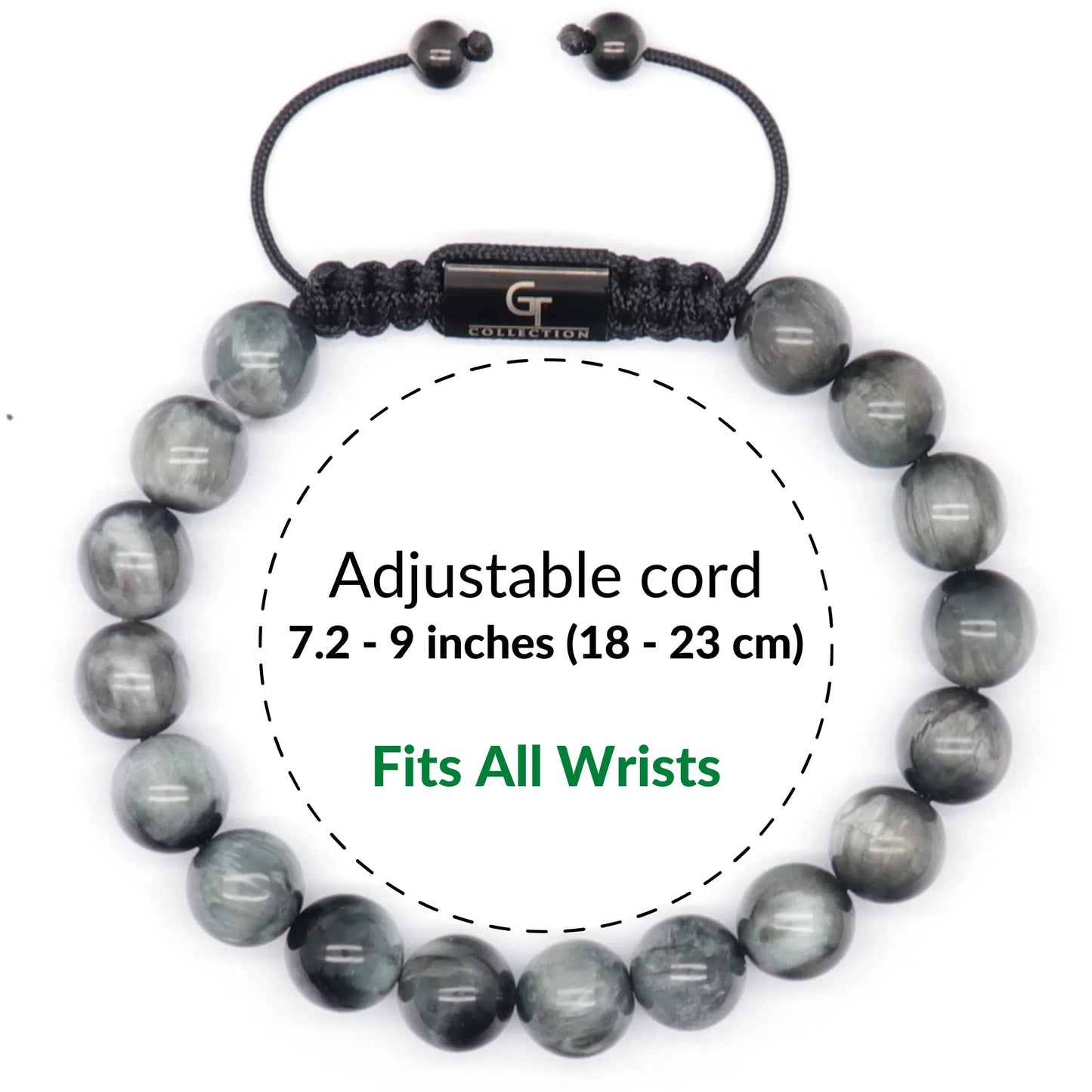 Bracelet - Men's EAGLE EYE Beaded Bracelet - Grey Stones