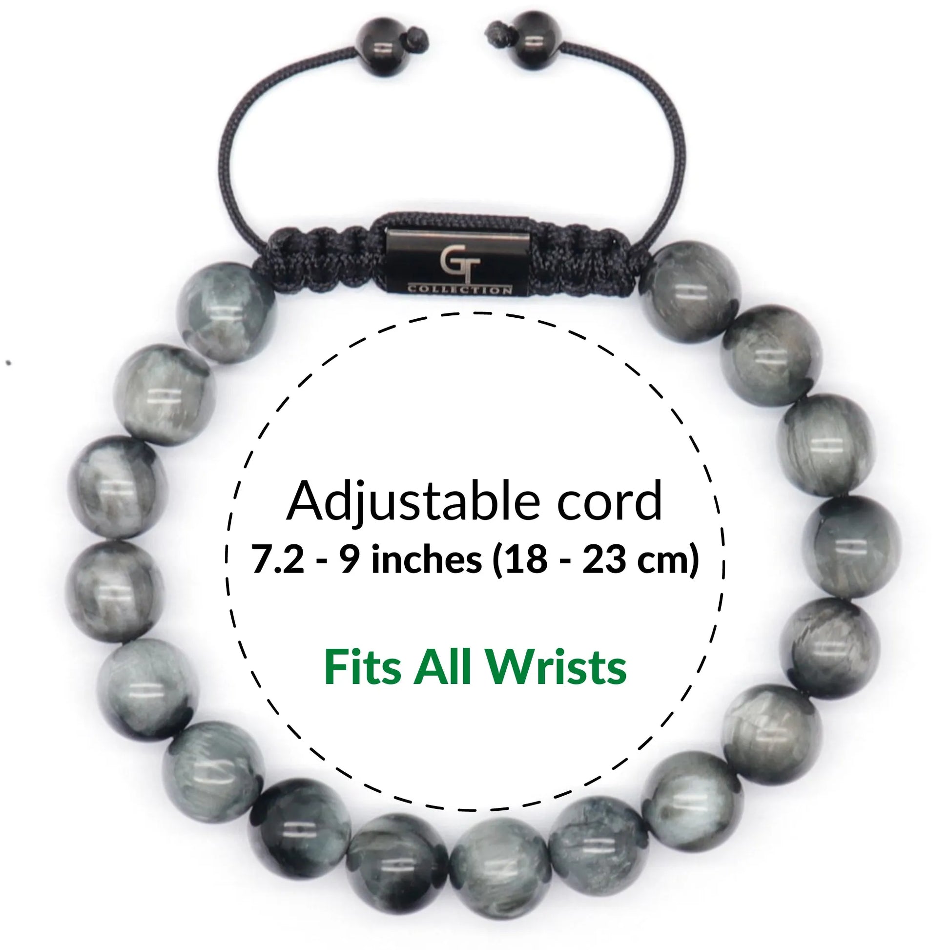Bracelet - Men's EAGLE EYE Beaded Bracelet - Grey Stones