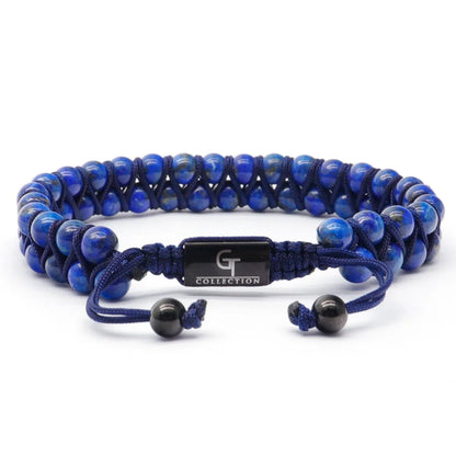 Bracelet - Men's LAPIS LAZULI Double Bead Bracelet - Blue Gemstones