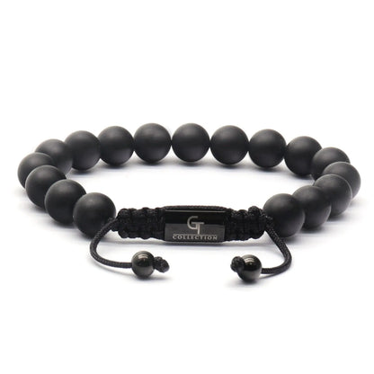 Bracelet - Men's MATTE ONYX Beaded Bracelet - Black Gemstones