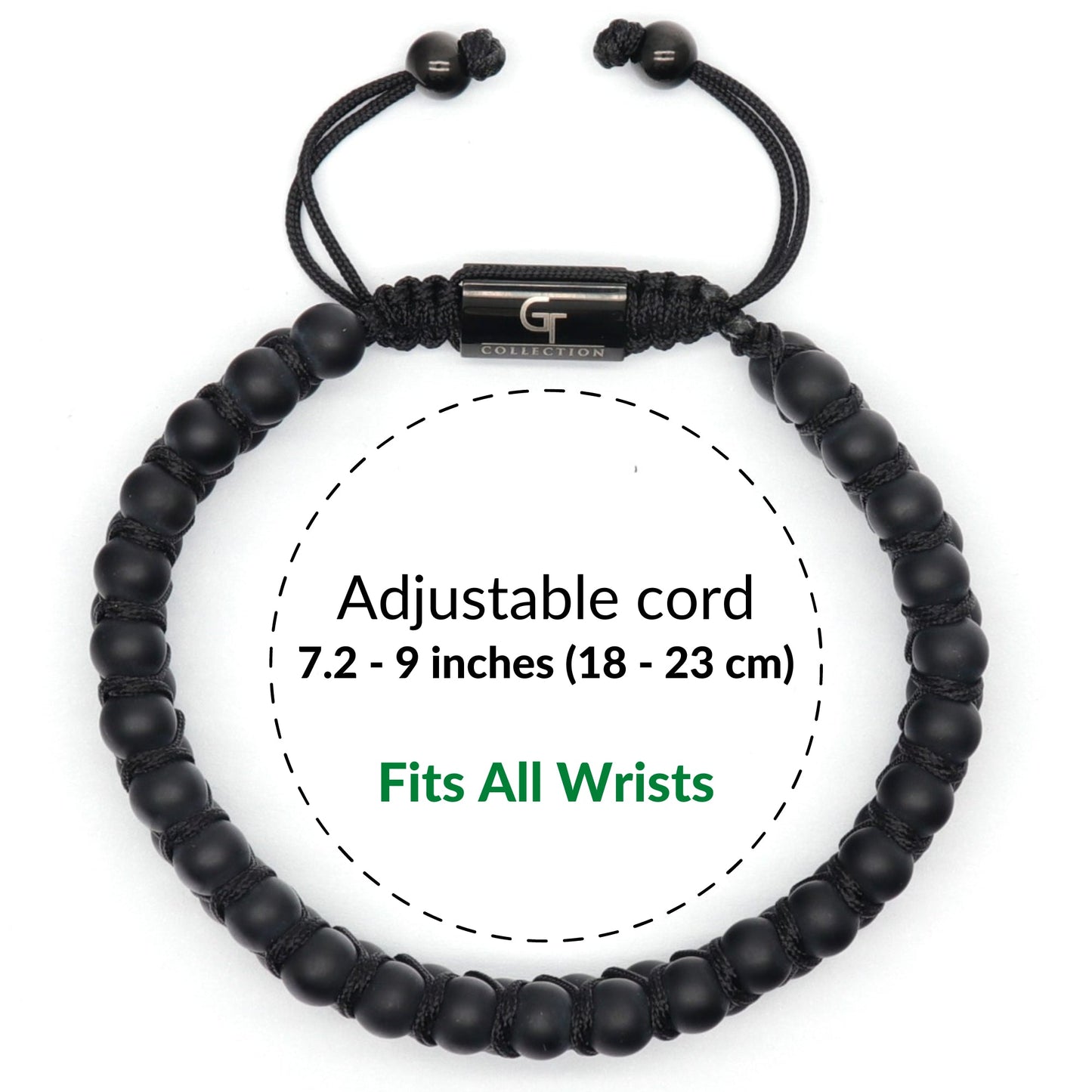 Bracelet - Men's MATTE ONYX Double Bead Bracelet - Black Stones