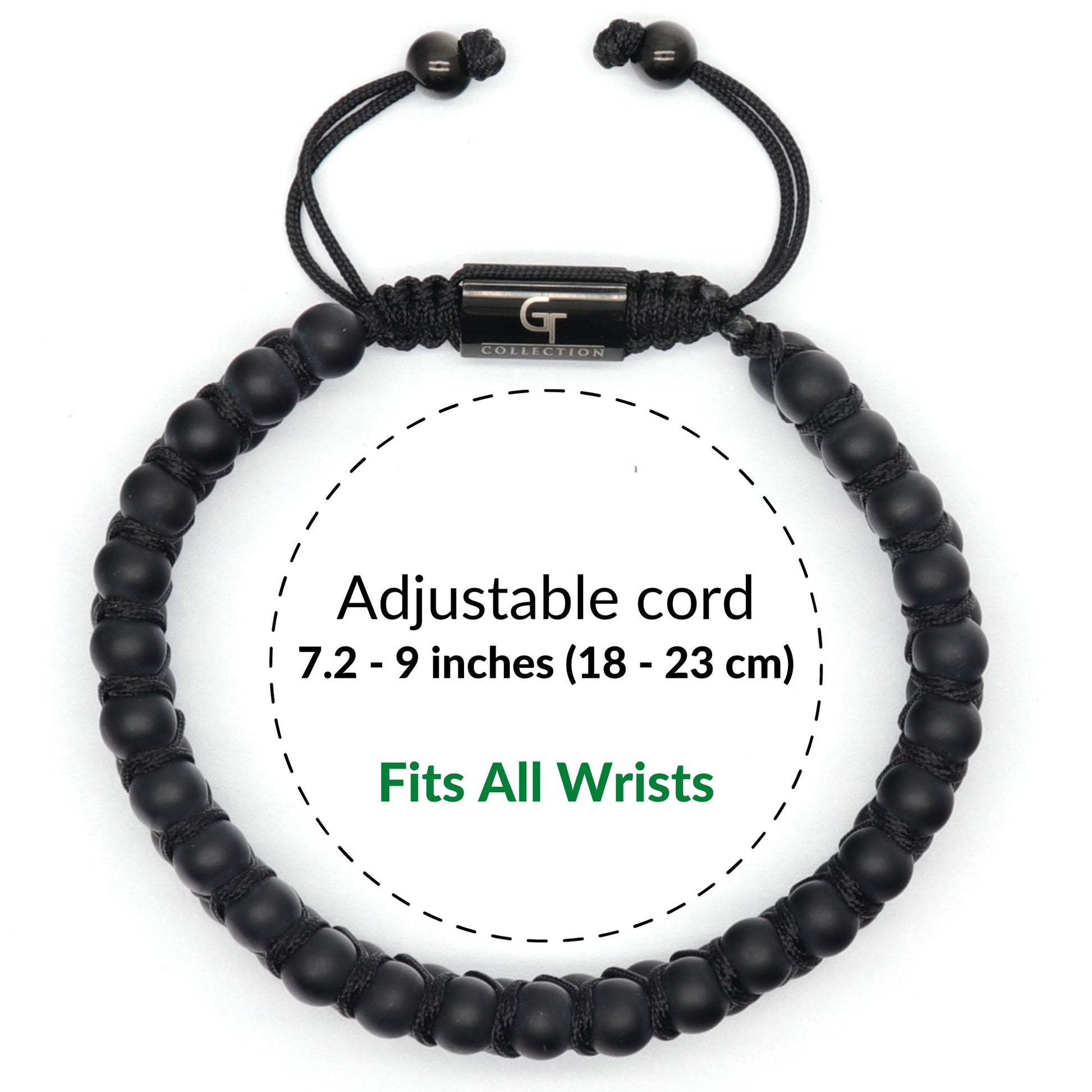 Bracelet - Men's MATTE ONYX Double Bead Bracelet - Black Stones