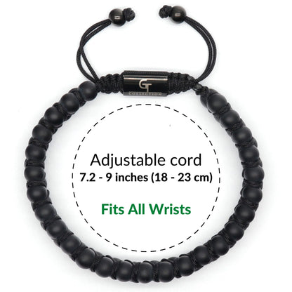 Bracelet - Men's MATTE ONYX Double Bead Bracelet - Black Stones