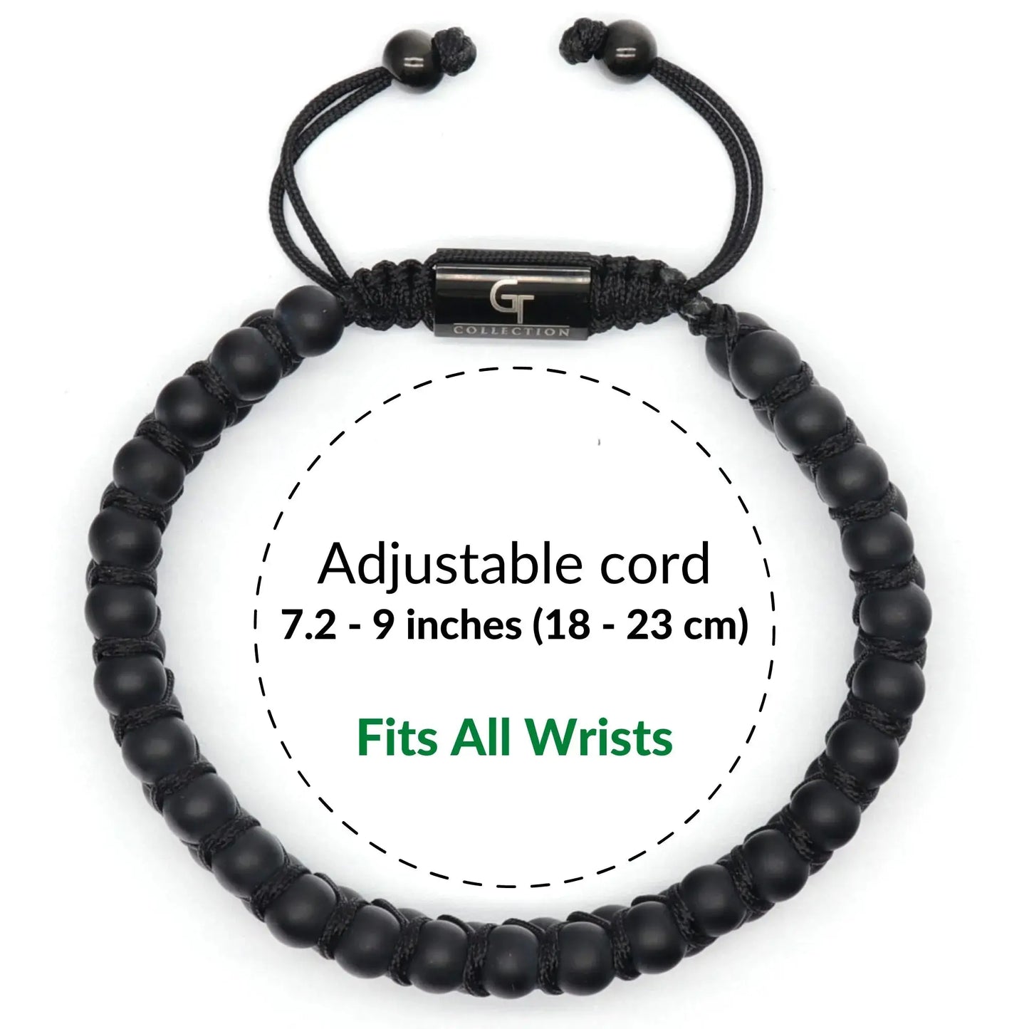 Bracelet - Men's MATTE ONYX Double Bead Bracelet - Black Stones