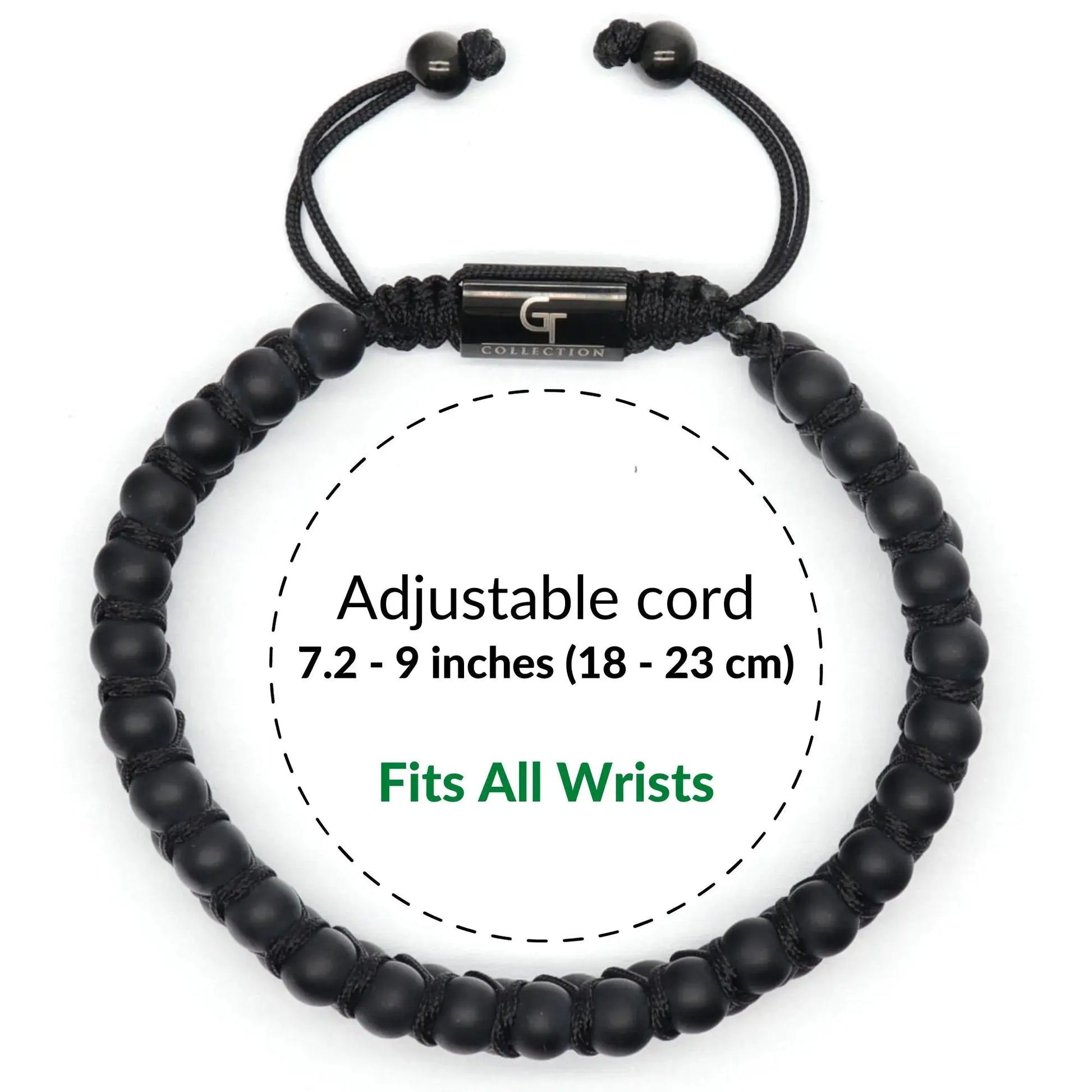 Bracelet - Men's MATTE ONYX Double Bead Bracelet - Black Stones