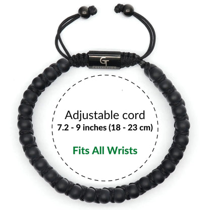 Bracelet - Men's MATTE ONYX Double Bead Bracelet - Black Stones