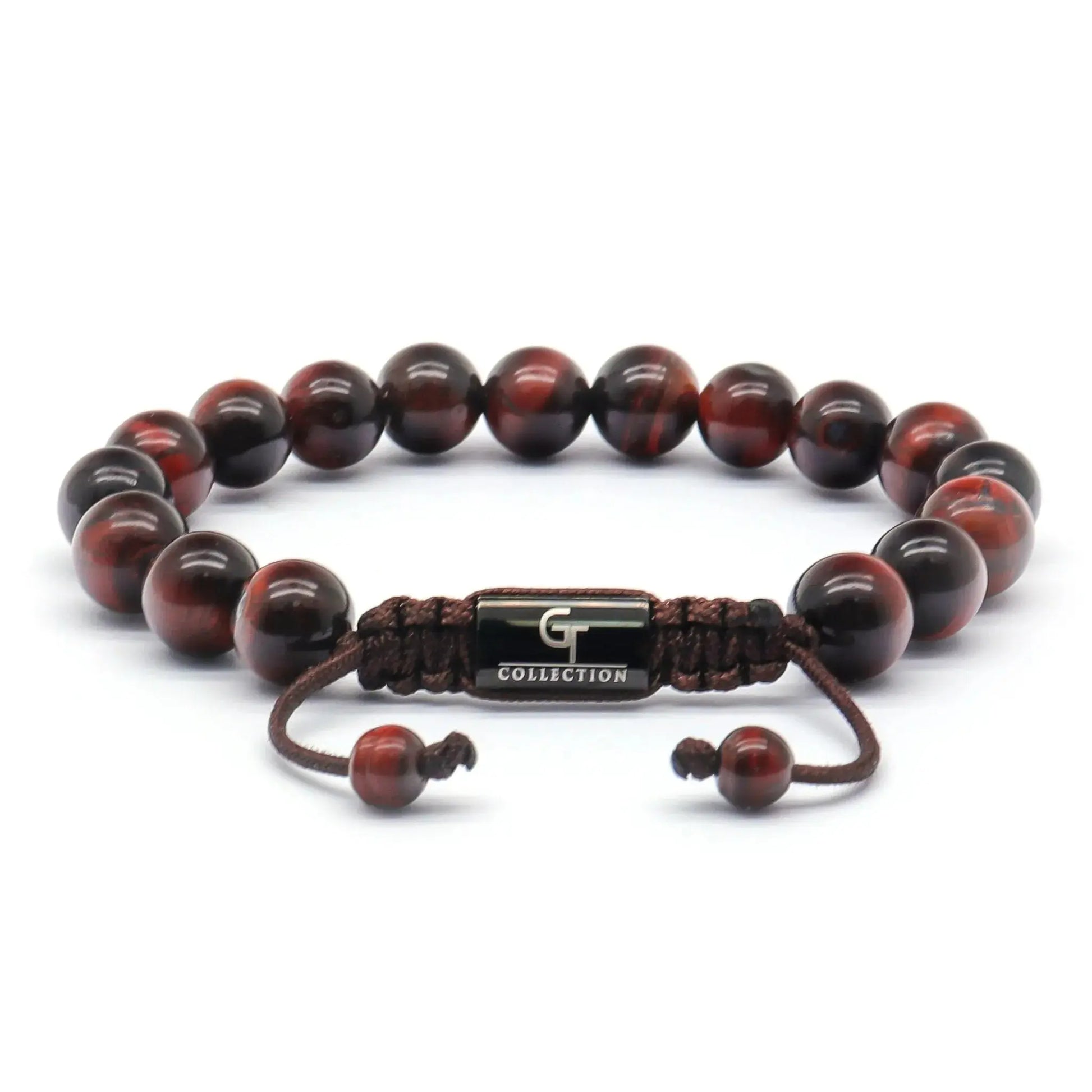 Bracelet - Men's RED TIGER EYE Beaded Bracelet - Red Gemstones