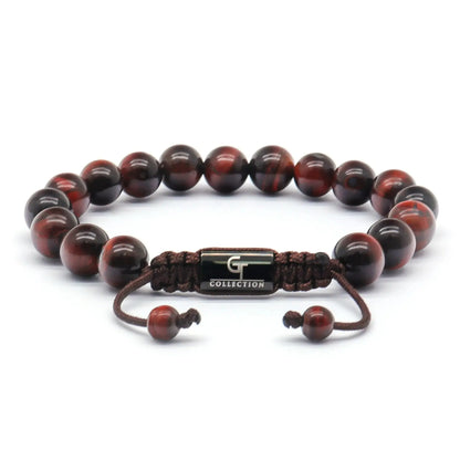 Bracelet - Men's RED TIGER EYE Beaded Bracelet - Red Gemstones