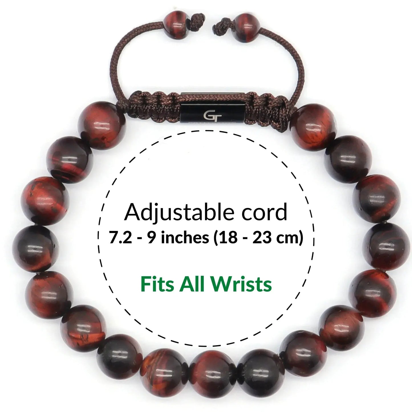 Bracelet - Men's RED TIGER EYE Beaded Bracelet - Red Stones