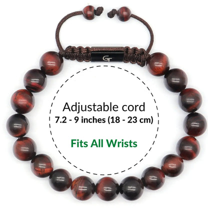Bracelet - Men's RED TIGER EYE Beaded Bracelet - Red Stones