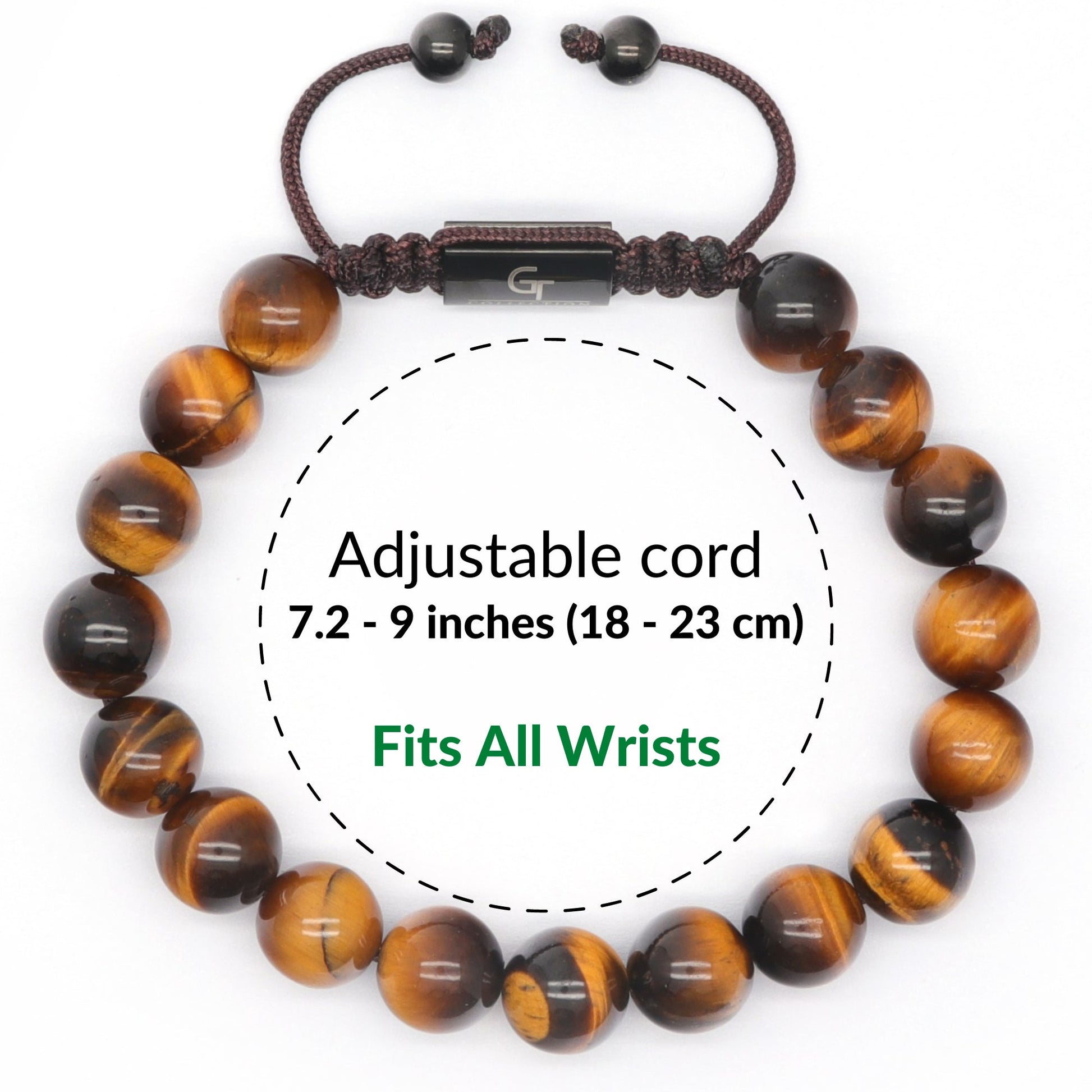 Bracelet - Men's TIGER EYE Beaded Bracelet - Brown Stones